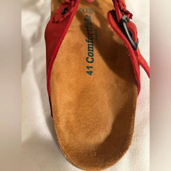 Comfortable Leather Red Flower Sandals 41 - Picture 9 of 9